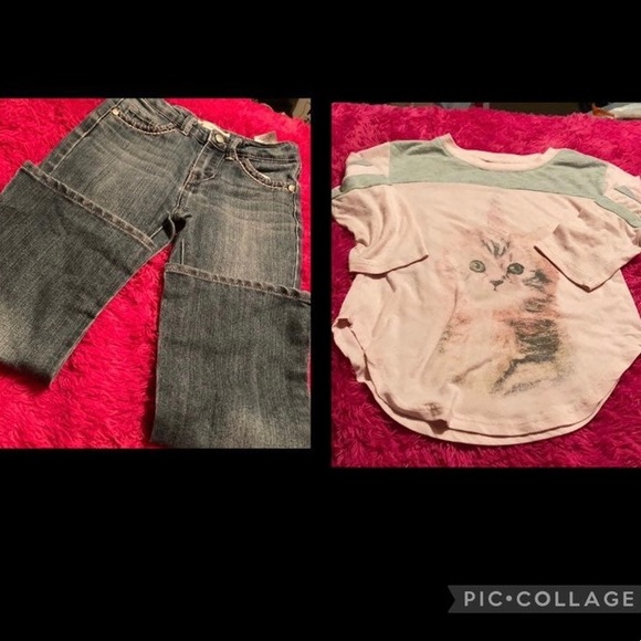 Lot of Girls Levis Jeans & Unicorn Kitten Shirt